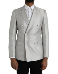 Men's Off White Martini Double Breasted Coat Blazer Silk Clothing