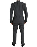 Men's Gray Plaid Wool Martini Formal 2 Piece Suit Virgin Elastane