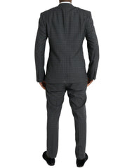 Men's Gray Plaid Wool Martini Formal 2 Piece Suit Virgin Elastane