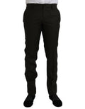 Men's Dark Brown Wool Slim Fit Formal Pants Virgin Silk