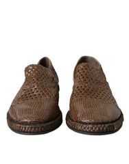 Men's Brown Woven Leather Loafers Casual Shoes