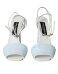 Women's Light Blue Sequin Ankle Strap Sandals Shoes Polyester