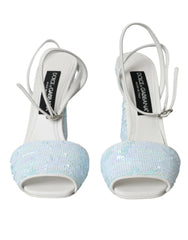 Women's Light Blue Sequin Ankle Strap Sandals Shoes Polyester