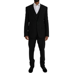 Men's Black Polyester Staff Formal 3 Piece Suit Wool Elastane