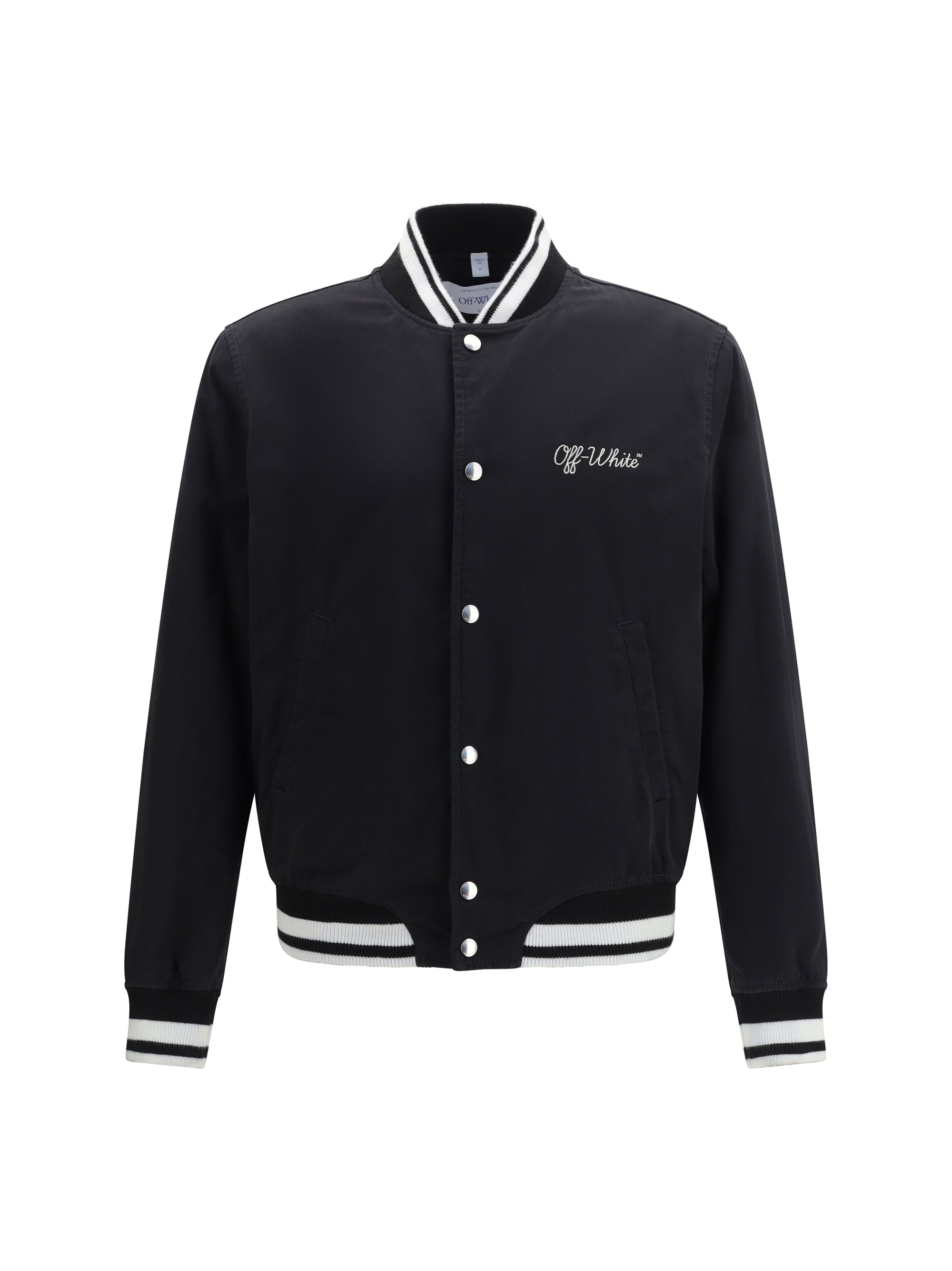 Off-White Script Logo Varsity Jacket — Black