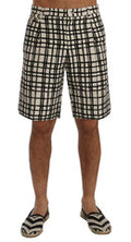 Men's Grid-Patterned Linen-Cotton Shorts Black Chino