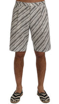 Men's Striped Linen-Cotton Shorts White Chino