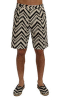 Men's Striped Cotton Linen Shorts White Chino