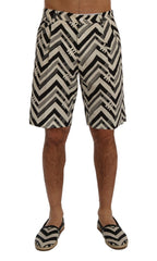 Men's Striped Cotton Linen Shorts White Chino