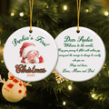 Bebé Personalizado Patrón Recién Nacido Primera Navidad Adorno de Cerámica con Nombre Texto y Año Decoración del Árbol del Hogar Regalo de Navidad para la Familia Bebé Nuevos Padres