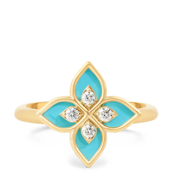 Roberto Coin Turquoise Inlay Diamond Ring — turquoise