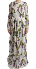 Women's White Floral Embroidered Maxi Dress Cotton