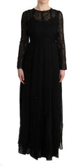 Women's Black Floral Lace Sheath Silk Dress