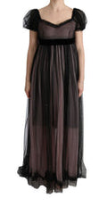 Women's Black Pink Silk Long Shift Dress