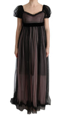 Women's Black Pink Silk Long Shift Dress
