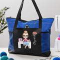 Personalizada Nacimiento Flor Caricatura Crafter Personaje Oxford Bolsa Tote con Nombre y Bolsillos de Malla Regalo de Cumpleaños Aniversario para Madres Amantes de la Costura