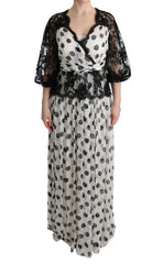 Women's Polka-Dot Silk Dress White Cotton Viscose