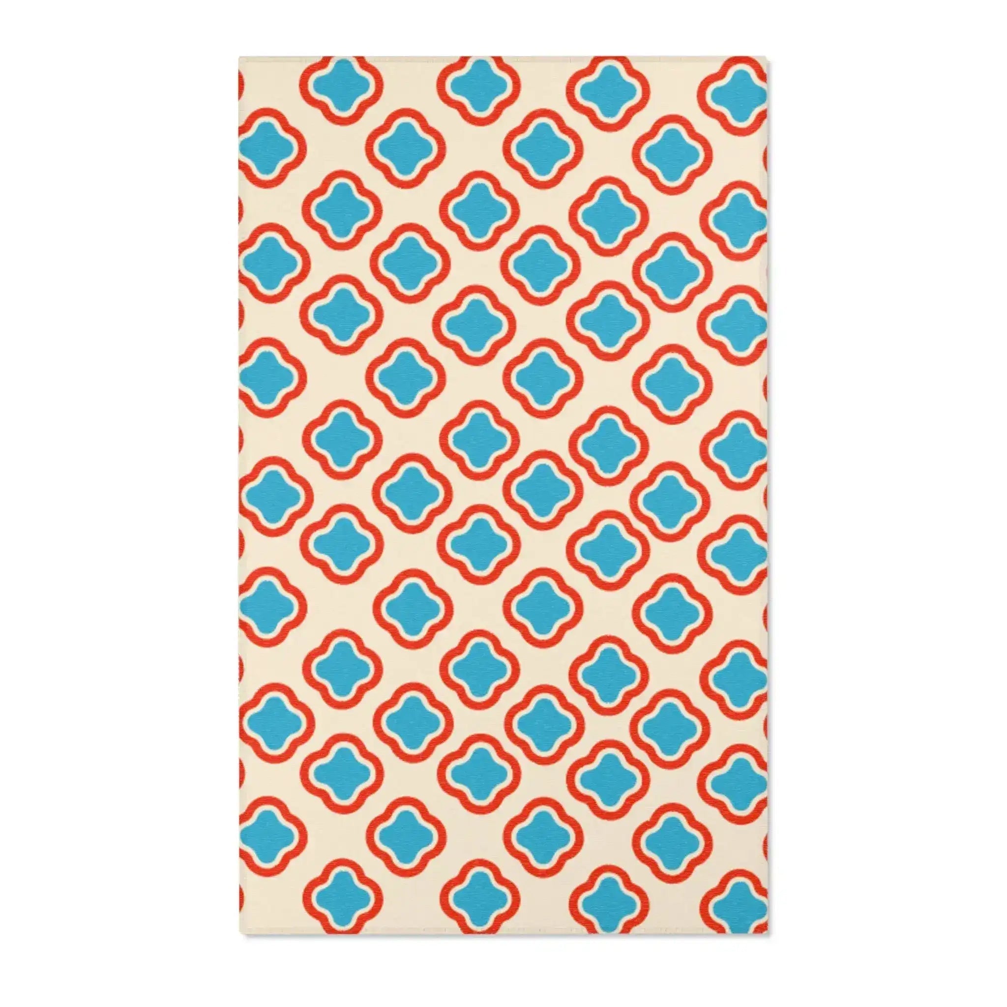Retro Blue Clover Accent Rug