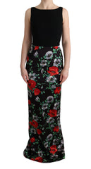 Women's Multicolor Floral Print Stretch Sheath Long Dress