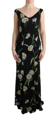 Women's Sunflower Silk Stretch Sheath Dress Black