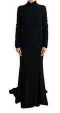 Women's Black Stretch Long Gown Sheath Dress Acrylic