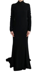 Women's Black Stretch Long Gown Sheath Dress Acrylic