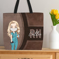 Personalizada de dibujos animados de personajes médicos Bolsa grande con nombre y título Gratitud Regalo de cumpleaños para la enfermera Médico Personal Médico