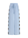 Alemais Embroidered Linen Trousers — Blue