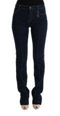 Women's Blue Cotton Bootcut Flared Jeans Clothing