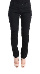 Women's Black Cotton Slim Fit Casual Pants