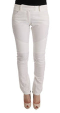 Women's White Cotton Slim Fit Casual Pants