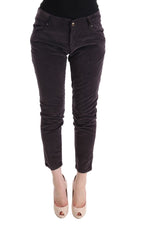 Women's Brown Cotton Cropped Casual Pants