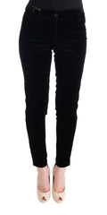 Women's Black Viscose Blend Velvet Cropped Pants