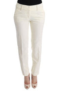 Women's White Cotton Regular Fit Casual Pants