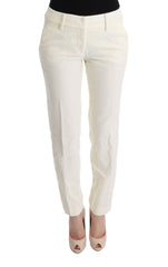 Women's White Cotton Regular Fit Casual Pants