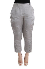 Women's Gray Silk Cropped Casual Pants