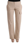 Women's Beige Cotton Wool Regular Fit Pants