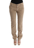 Women's Beige Cotton Velvet Regular Fit Pants