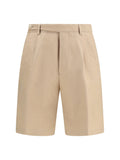 Brunello Cucinelli Cotton-Linen Blend Bermuda Shorts — Beige