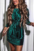 NYE Long Sleeves Velvet Dress(in 4 Colors)