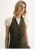 Classic old money style cool feeling silk linen halterneck sleeveless short vest women's top
