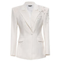 Crystal Decorated Blazer | Ecru