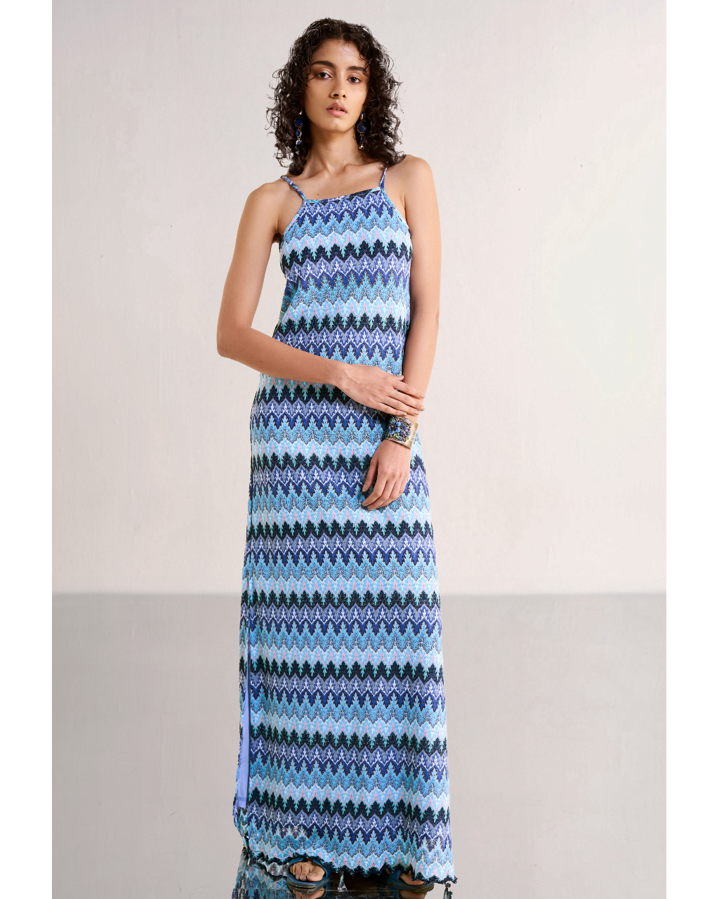 Strappy Textured Crochet Knit Gown By KYNAH, Luxury Indian Fashion & Bridal Wear