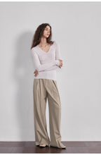 “Street Sketch”Fine-Spun Wool Fashion, Waistless Pleated Loose-Fitting Straight-Leg and Wide-Leg Casual Trousers for Women