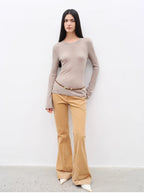 Road to Extraordinary Retro modern versatile slim corduroy flared trousers