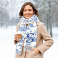 Personalizada Toile De Jouy Floral Nombre Inicial Suave bufanda caliente con borla Invierno Accesorio Aniversario Cumpleaños Regalo para las mujeres