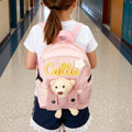 Tejido Personalizado Flor Corazón Osito Desmontable Mochila Escolar con Nombre Cumpleaños Vuelta al Cole Regalo para Niños Pequeños
