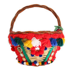 Women's Multicolor Agnese Straw Crystal Pom Bag