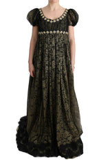 Women's Black Yellow Crystal Lace Shift Dress Cotton