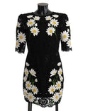 Women's Black Floral Lace Chamomile Sicily Dress Cotton